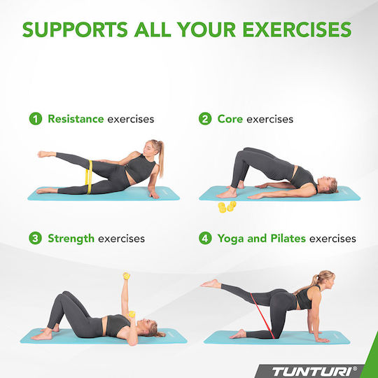 Tunturi Στρώμα Γυμναστικής Pilates Σιελ με Ιμάντα Μεταφοράς (180x60x1.5cm)