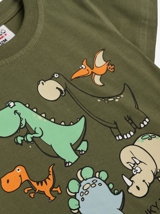 Funky Set Pentru Copii Cu Pantaloni Scurți Khaki Albastru 2 Bucăți