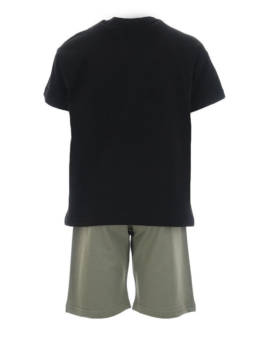 Trax Set Pentru Copii Cu Pantaloni Scurți Negru-Haki 2 Bucăți