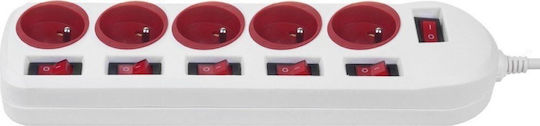 Maclean Energy Πολύπριζο 5 Θέσεων με USB-A, Διακόπτη και Καλώδιο 1.5m