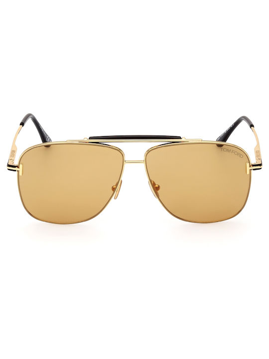 Tom Ford Men's Sunglasses with Gold Metal Frame and Gold Lens FT1017 30E