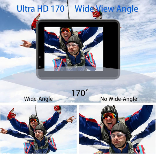 Action Camera 4K Ultra HD Underwater (with Case) with Screen and Wi-Fi Gray