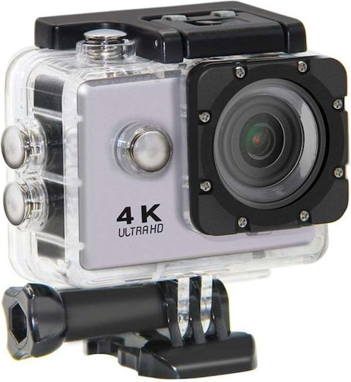Action Camera 4K Ultra HD Underwater (with Case) with Screen and Wi-Fi Gray