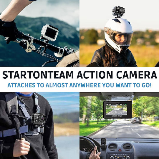 Action Camera 4K Ultra HD Underwater (with Case) with Screen and Wi-Fi Gray
