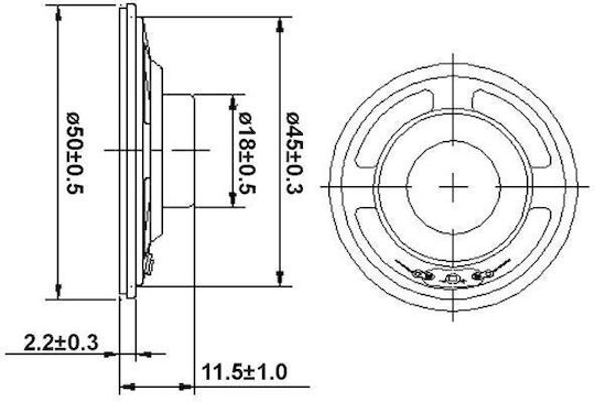 EKS Διάφραγμα Ηχείου EKS5011 Αντίστασης 8Ω 11.5x11.5mm