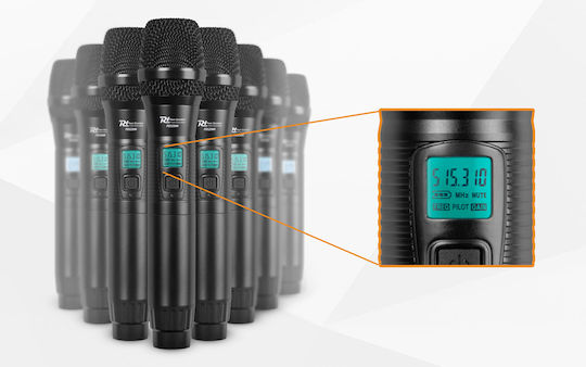 Power Dynamics PD528 Комплект Безжично Микрофон Ръчно изработено за Вокали в Черен Цвят 8τμχ