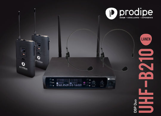 Prodipe Uhf B210 DSP Headset Duo Wireless Condensator (Diafragmă Mică) Microfon de tip casca pentru Vocale