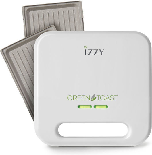 Izzy IZ-2010 Green Toast Sandwich Maker with Removable Plates for for 2 Sandwiches Sandwiches 800W White