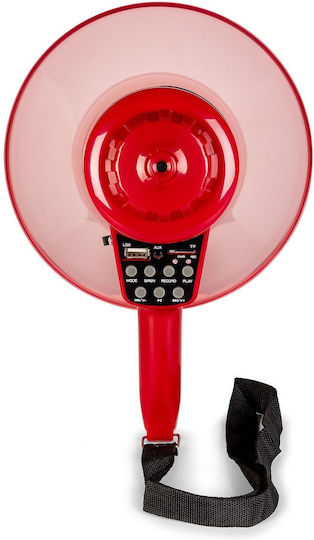 Vonyx Meg050 Megafon Putere 50W cu Înregistrare vocală Player MP3 USB și Tonuri de sunet în Roșu Culoare