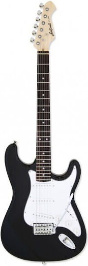 Aria Left-Handed Electric Guitar Pro II STG-003 with SSS Pickups Layout, Tremolo, Techwood Fretboard in Black