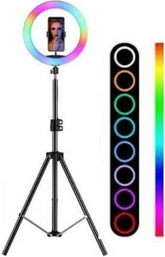 Mj-33 RGB Ring Light 33cm με Επιτραπέζια Βάση Στήριξης και Βάση για Κινητό