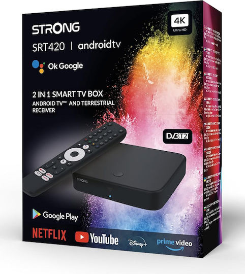 Strong TV Box Strong Srt 420 4K UHD with WiFi USB 2.0 2GB RAM and 8GB Storage Space with Operating System Android 11.0 and Google Assistant
