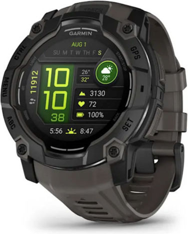 Garmin Instinct 3 AMOLED Aluminium 50mm Waterproof Smartwatch with Heart Rate Monitor (Black with Charcoal Band)