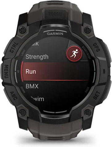 Garmin Instinct 3 AMOLED Aluminium 50mm Waterproof Smartwatch with Heart Rate Monitor (Black with Charcoal Band)