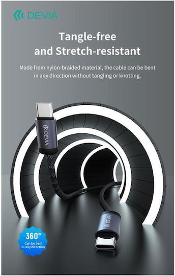 Devia USB 2.0 Cable USB-C male - USB-C 60W PD Μαύρο 1m
