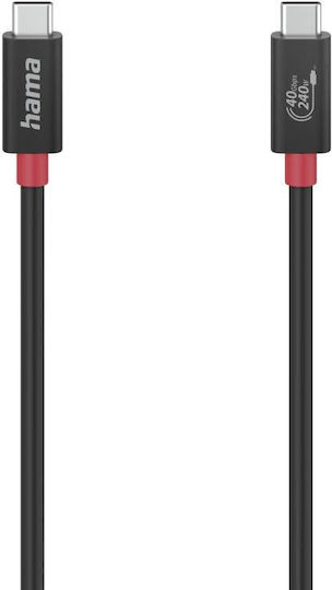 HAMA USB 4 Видео Кабел USB-C Мъжки - USB-C 240W Захранване PD Черен 1м 00200779