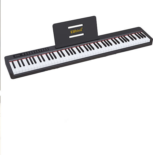 Elfbird Keyboard Stage with 88 Dynamic Keys with Stand and Music Stand Black