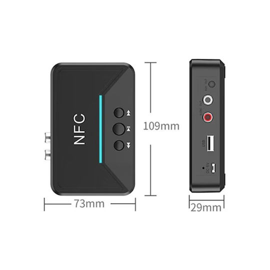 Ασύρματος Αναμεταδότης Ήχου v5 Bluetooth 5.0 Receiver με θύρες εξόδου USB / 3.5mm Jack / RCA και NFC