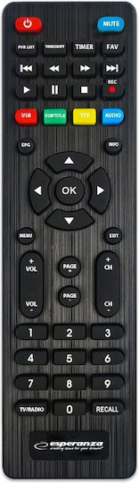 Esperanza DVB-T2 H.265/HEVC EV107R Ψηφιακός Δέκτης Mpeg-4 SD (480p) Σύνδεσεις SCART / HDMI / USB