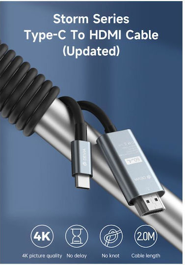 Devia Cable HDMI male - USB-C male 2m Μαύρο