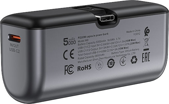 Acefast M9 USB-C Power Bank 5000mAh 20W Power Delivery Μαύρο
