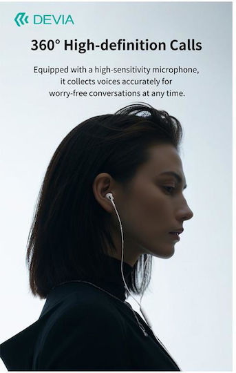 Devia Em107 In-ear Handsfree Ακουστικά με Βύσμα USB-C Λευκό