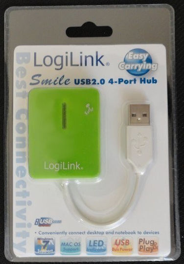 LogiLink Hub 4 Θυρών USB 2.0 με σύνδεση USB-A Πράσινο