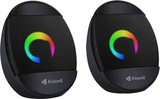 Kisonli L-7070 2.0 Speakers with RGB 3W Black