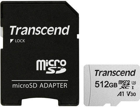Transcend 300s microSDXC 512GB U3 V30 A1 UHS-I 95MB/s με αντάπτορα
