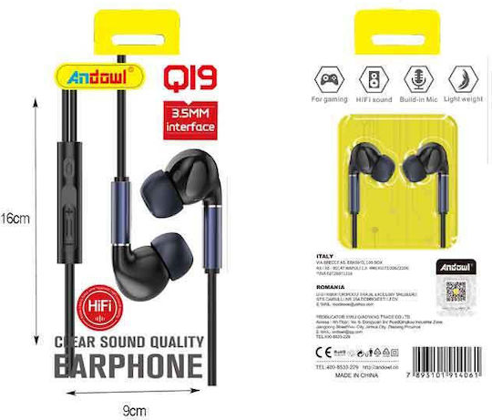 Andowl Q19 In-ear Handsfree Headphones with Connector 3.5mm