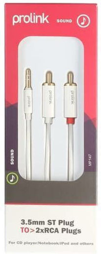 Prolink Prolink 3.5mm Male Audio Cable - 2x RCA Male Black 2m MP147