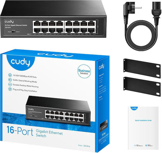 Cudy GS1016 v1 Unmanaged L2 Switch με 16 Θύρες Gigabit (1Gbps) Ethernet