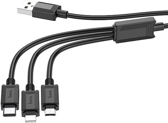Hoco Regulär USB zu Blitzschlag / Micro-USB / Typ-C,TC-TC Kabel 2A Schwarz 1m