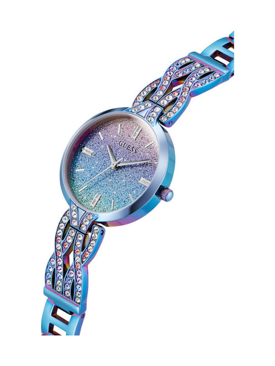 Guess Damen Uhr Chronograph mit Blau Metallarmband