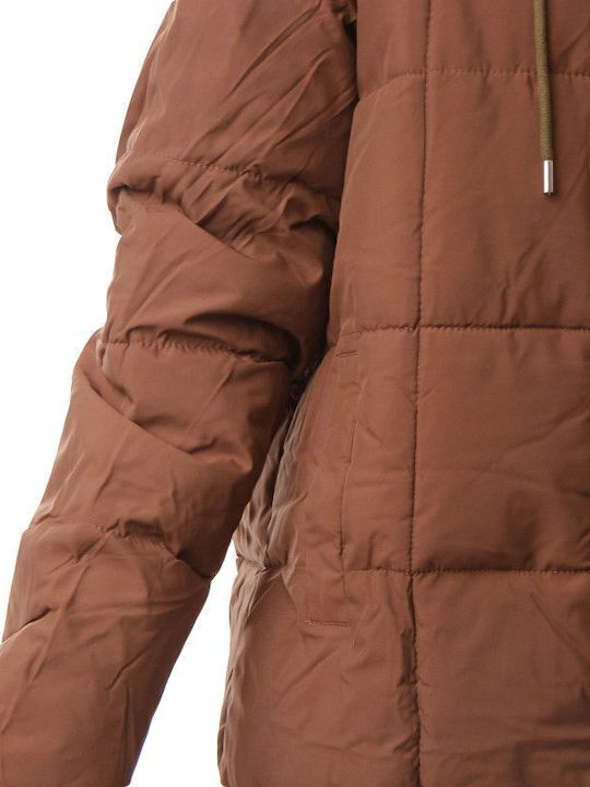 Lang Damen Puffer Jacke für Winter CAFE jkt-24-2374 (brn)