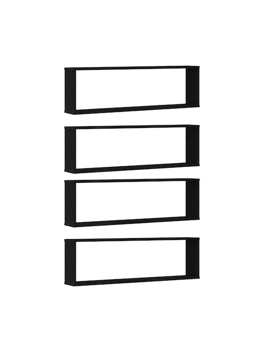 Shelves Wall Black Oak 4pcs 100x15x30cm