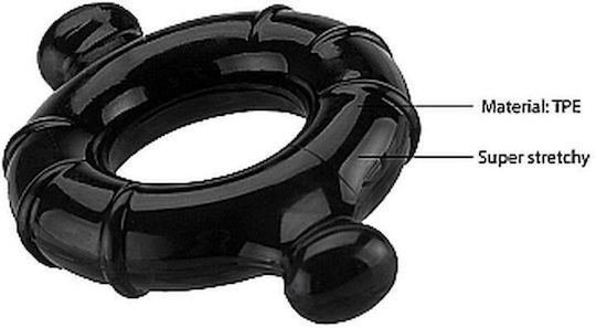 Shots Gummy Cock Ring Medium Пръстен Петел Черен SHT373BLK