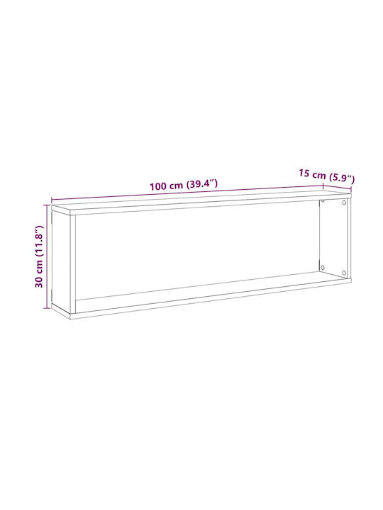 Ράφια Τοίχου Μαύρη Βελανιδιά (2τμχ) 100x15x30εκ.