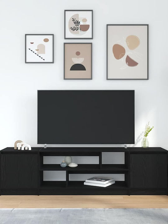 TV Stand Wooden Black Oak L188.5xW41xH50cm
