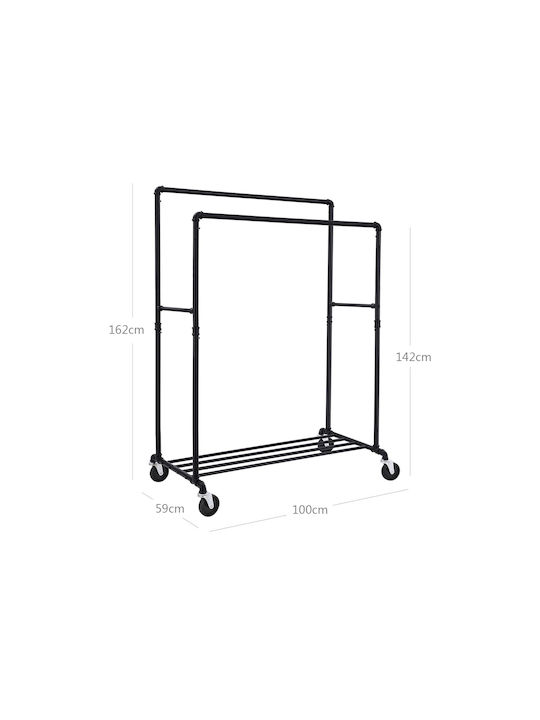 Songmics Rollbar Kleiderständer Schwarz 110x55x180cm