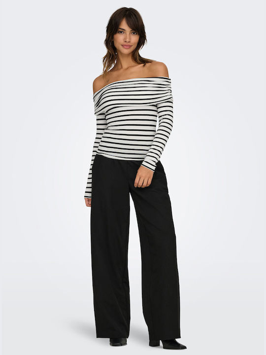 Only Women's Blouse Off-Shoulder Striped Black