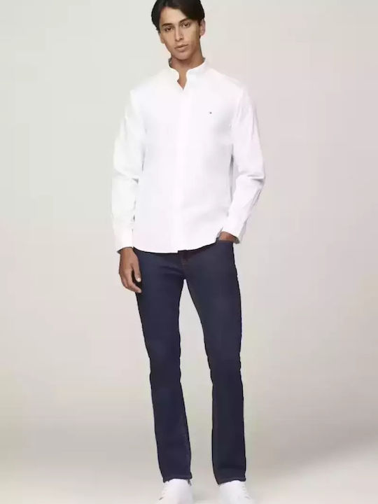 Langärmlig Baumwolle Hemd White