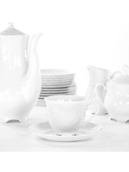 Cmielow Set Tassen Kaffee aus Porzellan Weiß 100ml 6Stück
