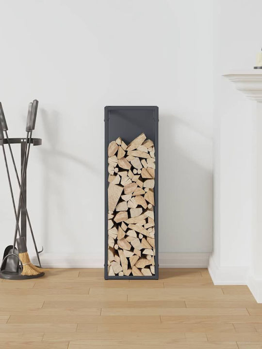 vidaXL Inox Ράφι Αποθήκευσης Ξύλων 25x25x80cm Γκρι