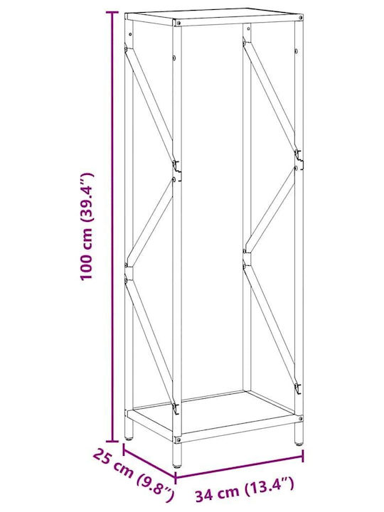 vidaXL Inox Ράφι Αποθήκευσης Ξύλων 34x25x100cm Λευκό