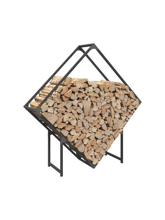 vidaXL Inox Ράφι Αποθήκευσης Ξύλων 100x25x100cm Μαύρο