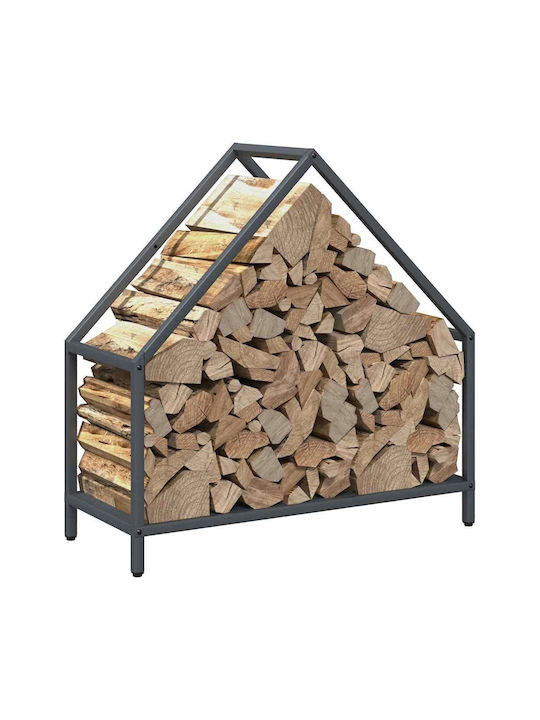 vidaXL Inox Ράφι Αποθήκευσης Ξύλων 60x25x60cm Γκρι