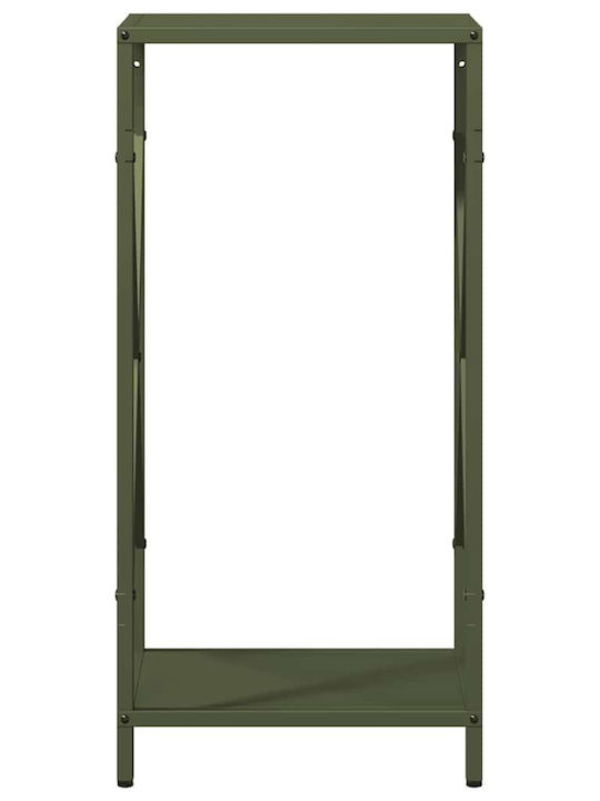 vidaXL Firewood Inox Shelf Wood Storage 34x25x70cm Green