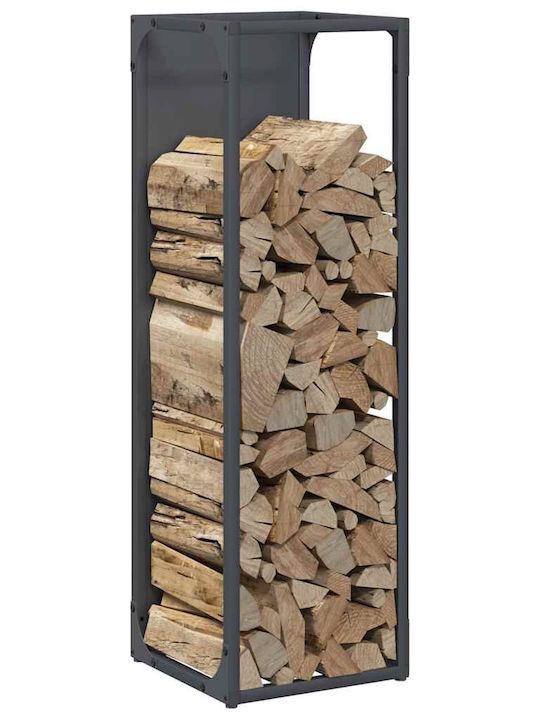vidaXL Inox Ράφι Αποθήκευσης Ξύλων 25x25x80cm Γκρι