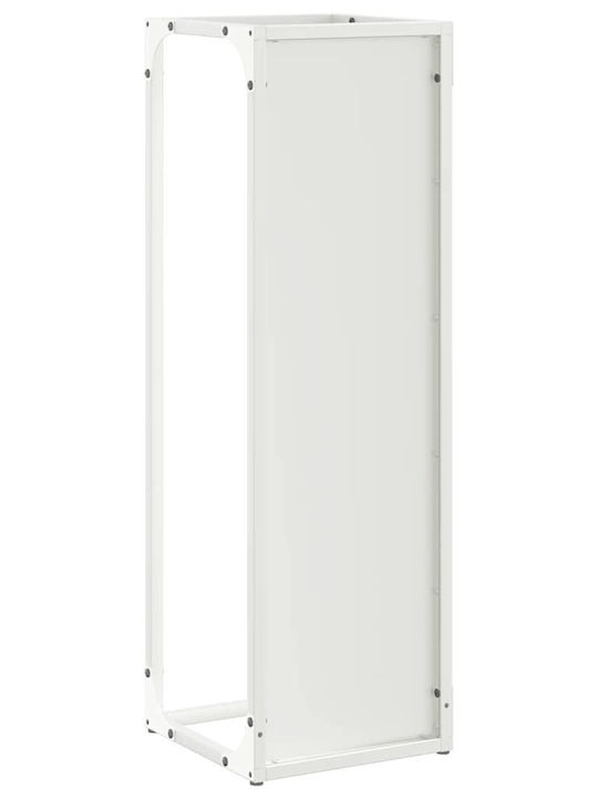 vidaXL Inox Ράφι Αποθήκευσης Ξύλων 25x25x80cm Λευκό